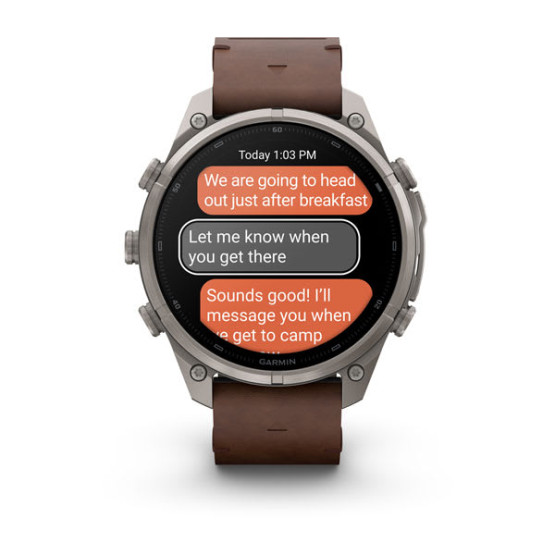 Смарт-годинник Garmin Fenix 9 Pro 47 мм AMOLED inReach Титановий з горіховим шкіряним ремінцем