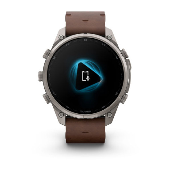 Смарт-годинник Garmin Fenix 9 Pro 47 мм AMOLED inReach Титановий з горіховим шкіряним ремінцем
