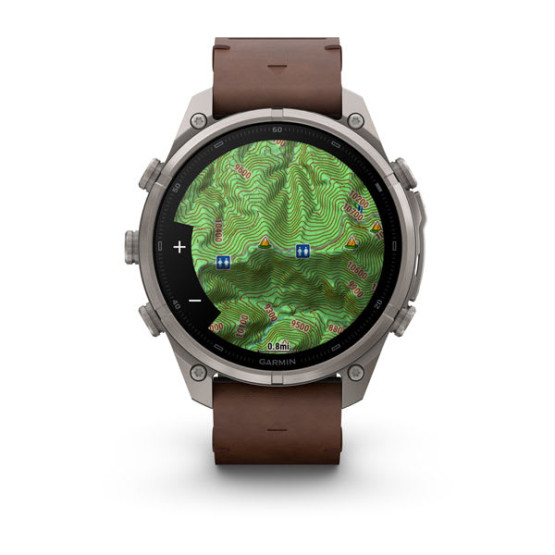 Смарт-годинник Garmin Fenix 9 Pro 47 мм AMOLED inReach Титановий з горіховим шкіряним ремінцем