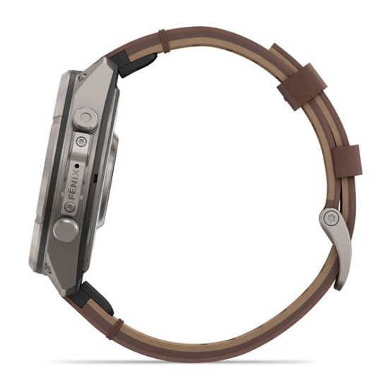 Смарт-годинник Garmin Fenix 9 Pro 47 мм AMOLED inReach Титановий з горіховим шкіряним ремінцем