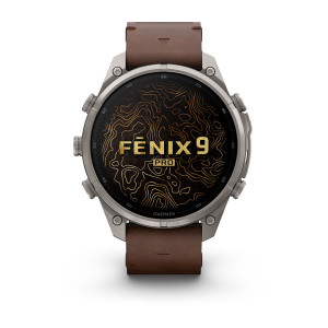 Смарт-годинник Garmin Fenix 9 Pro 47 мм AMOLED inReach Титановий з горіховим шкіряним ремінцем