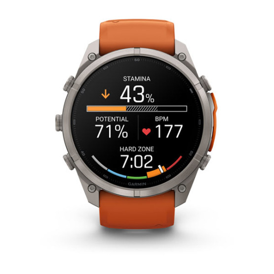 Смарт-годинник Garmin Fenix 9 Pro 51 мм AMOLED inReach Титановий з осінньо-помаранчевим/іскристо-помаранчевим силіконовим ремінцем