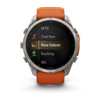 Смарт-часы Garmin Fenix 9 Pro 51 мм AMOLED inReach Титановый с осенне-оранжевым/искристо-оранжевым силиконовым ремешком