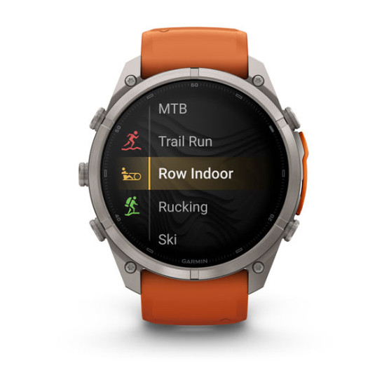 Смарт-годинник Garmin Fenix 9 Pro 51 мм AMOLED inReach Титановий з осінньо-помаранчевим/іскристо-помаранчевим силіконовим ремінцем