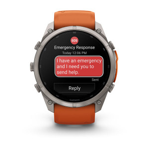 Смарт-годинник Garmin Fenix 9 Pro 51 мм AMOLED inReach Титановий з осінньо-помаранчевим/іскристо-помаранчевим силіконовим ремінцем