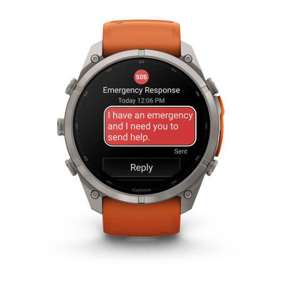 Смарт-годинник Garmin Fenix 9 Pro 51 мм AMOLED inReach Титановий з осінньо-помаранчевим/іскристо-помаранчевим силіконовим ремінцем