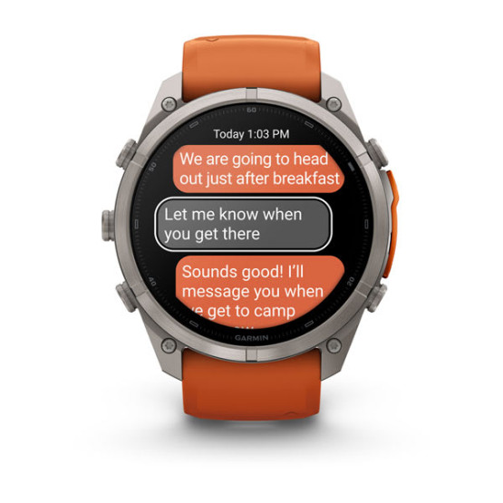 Смарт-годинник Garmin Fenix 9 Pro 51 мм AMOLED inReach Титановий з осінньо-помаранчевим/іскристо-помаранчевим силіконовим ремінцем