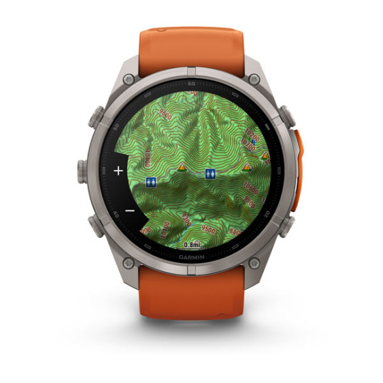 Смарт-годинник Garmin Fenix 9 Pro 51 мм AMOLED inReach Титановий з осінньо-помаранчевим/іскристо-помаранчевим силіконовим ремінцем