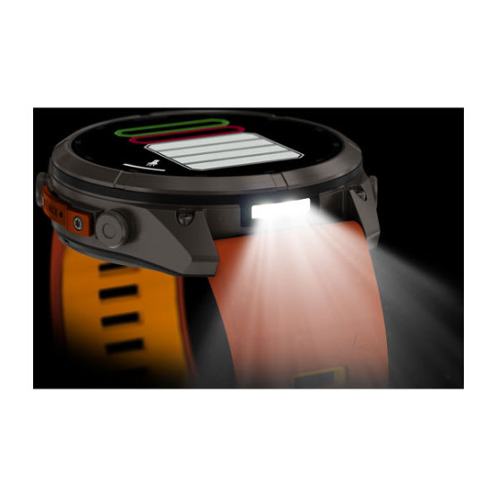 Смарт-годинник Garmin Fenix 9 Pro 51 мм AMOLED inReach Титановий з осінньо-помаранчевим/іскристо-помаранчевим силіконовим ремінцем