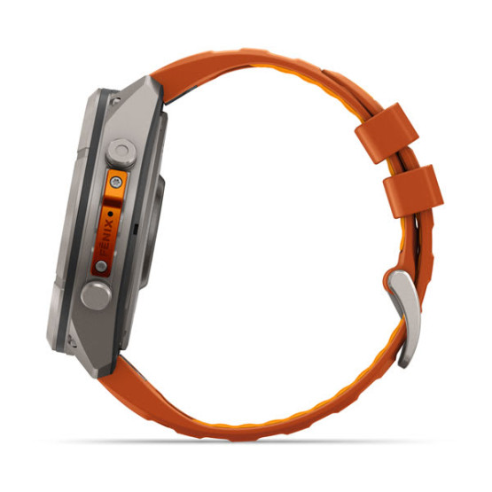 Смарт-годинник Garmin Fenix 9 Pro 51 мм AMOLED inReach Титановий з осінньо-помаранчевим/іскристо-помаранчевим силіконовим ремінцем