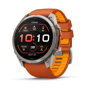 Смарт-годинник Garmin Fenix 9 Pro 51 мм AMOLED Титановий з осінньо-помаранчевим/іскристо-помаранчевим силіконовим ремінцем