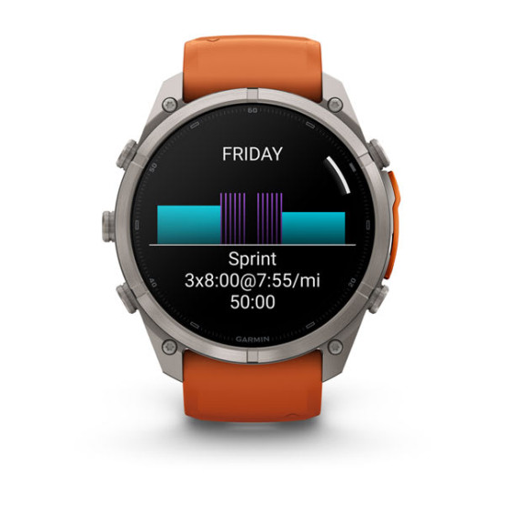 Смарт-годинник Garmin Fenix 9 Pro 51 мм AMOLED Титановий з осінньо-помаранчевим/іскристо-помаранчевим силіконовим ремінцем