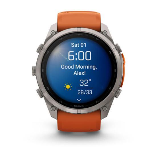 Смарт-годинник Garmin Fenix 9 Pro 51 мм AMOLED Титановий з осінньо-помаранчевим/іскристо-помаранчевим силіконовим ремінцем