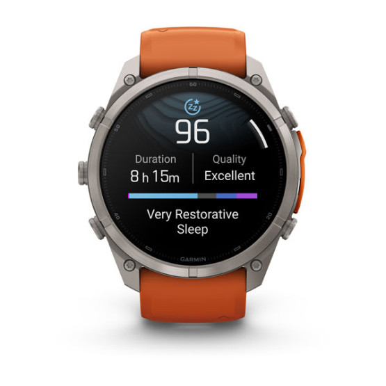 Смарт-годинник Garmin Fenix 9 Pro 51 мм AMOLED Титановий з осінньо-помаранчевим/іскристо-помаранчевим силіконовим ремінцем