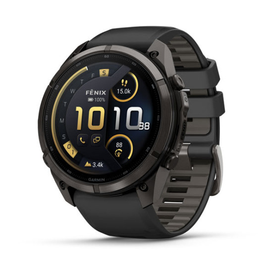 Смарт-годинник Garmin Fenix 9 Pro 51 мм AMOLED inReach Карбоново-сірий DLC титан з чорним/галечно-сірим силіконовим ремінцем