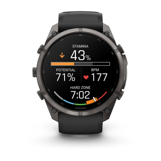 Смарт-годинник Garmin Fenix 9 Pro 51 мм AMOLED inReach Карбоново-сірий DLC титан з чорним/галечно-сірим силіконовим ремінцем