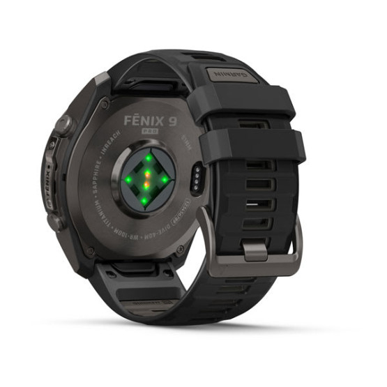 Смарт-годинник Garmin Fenix 9 Pro 51 мм AMOLED inReach Карбоново-сірий DLC титан з чорним/галечно-сірим силіконовим ремінцем