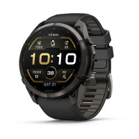 Смарт-годинник Garmin Fenix 9 Pro 51 мм AMOLED Карбоново-сірий DLC титан з чорним/галечно-сірим силіконовим ремінцем