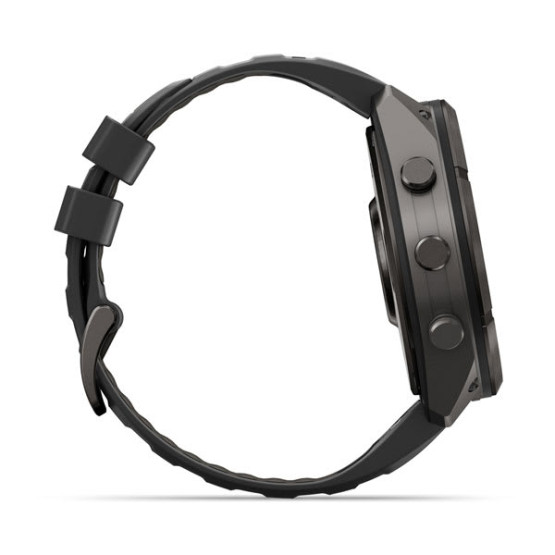 Смарт-годинник Garmin Fenix 9 Pro 51 мм AMOLED Карбоново-сірий DLC титан з чорним/галечно-сірим силіконовим ремінцем