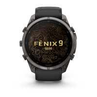 Смарт-годинник Garmin Fenix 9 Pro 51 мм AMOLED Карбоново-сірий DLC титан з чорним/галечно-сірим силіконовим ремінцем