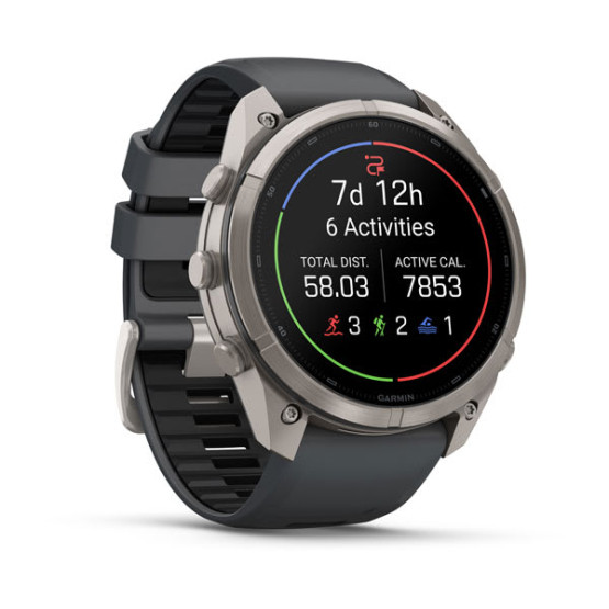 Смарт-годинник Garmin Fenix 9 Pro 51 мм AMOLED inReach Титановий з графітовим/чорним силіконовим ремінцем
