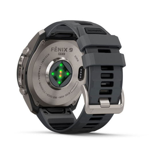 Смарт-годинник Garmin Fenix 9 Pro 51 мм AMOLED inReach Титановий з графітовим/чорним силіконовим ремінцем