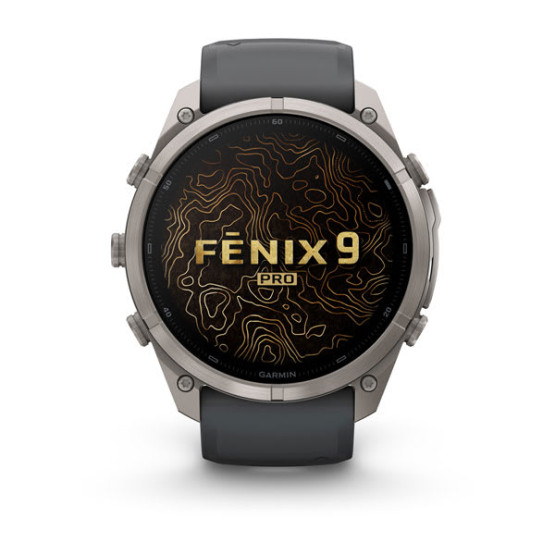 Смарт-годинник Garmin Fenix 9 Pro 51 мм AMOLED inReach Титановий з графітовим/чорним силіконовим ремінцем