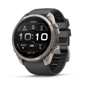 Смарт-годинник Garmin Fenix 9 Pro 51 мм AMOLED Титановий з графітовим/чорним силіконовим ремінцем
