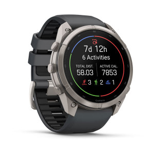 Смарт-годинник Garmin Fenix 9 Pro 51 мм AMOLED Титановий з графітовим/чорним силіконовим ремінцем