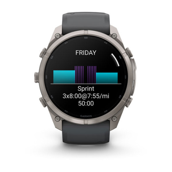 Смарт-годинник Garmin Fenix 9 Pro 51 мм AMOLED Титановий з графітовим/чорним силіконовим ремінцем