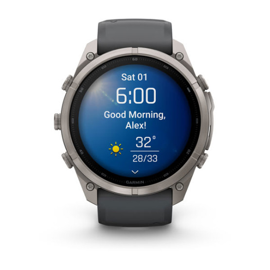 Смарт-годинник Garmin Fenix 9 Pro 51 мм AMOLED Титановий з графітовим/чорним силіконовим ремінцем