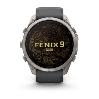 Смарт-годинник Garmin Fenix 9 Pro 51 мм AMOLED Титановий з графітовим/чорним силіконовим ремінцем