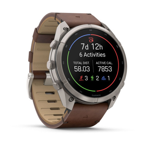 Смарт-годинник Garmin Fenix 9 Pro 51 мм AMOLED inReach Титановий з горіховим шкіряним ремінцем