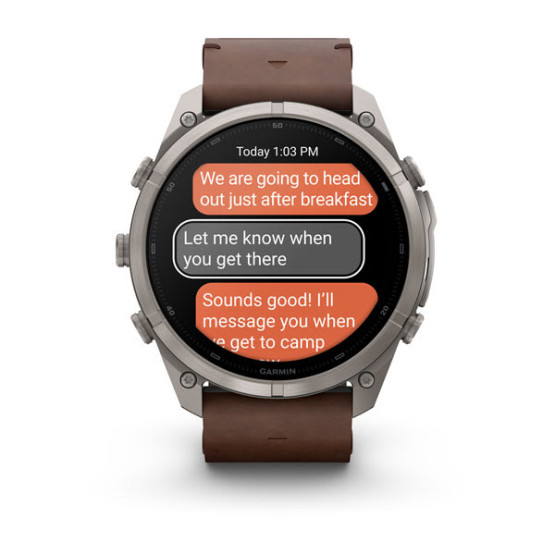 Смарт-годинник Garmin Fenix 9 Pro 51 мм AMOLED inReach Титановий з горіховим шкіряним ремінцем
