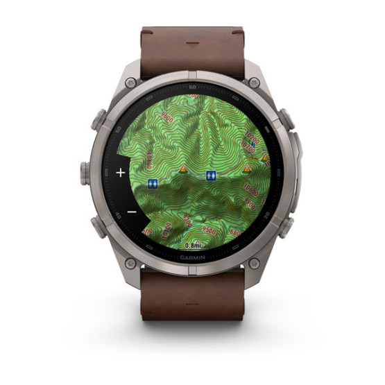 Смарт-годинник Garmin Fenix 9 Pro 51 мм AMOLED inReach Титановий з горіховим шкіряним ремінцем