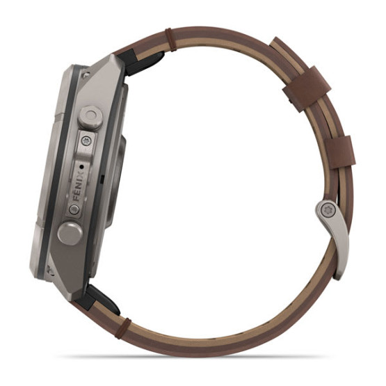 Смарт-годинник Garmin Fenix 9 Pro 51 мм AMOLED inReach Титановий з горіховим шкіряним ремінцем