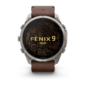 Смарт-годинник Garmin Fenix 9 Pro 51 мм AMOLED inReach Титановий з горіховим шкіряним ремінцем