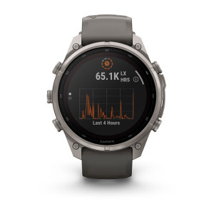 Смарт-годинник Garmin Fenix 9 Pro 47 мм Solar inReach Титановий з галечно-сірим/сріблясто-сірим силіконовим ремінцем