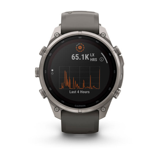 Смарт-годинник Garmin Fenix 9 Pro 47 мм Solar inReach Титановий з галечно-сірим/сріблясто-сірим силіконовим ремінцем