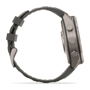 Смарт-годинник Garmin Fenix 9 Pro 47 мм Solar inReach Титановий з галечно-сірим/сріблясто-сірим силіконовим ремінцем