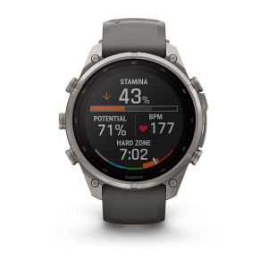 Смарт-годинник Garmin Fenix 9 Pro 47 мм Solar inReach Титановий з галечно-сірим/сріблясто-сірим силіконовим ремінцем