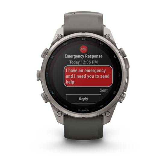 Смарт-годинник Garmin Fenix 9 Pro 47 мм Solar inReach Титановий з галечно-сірим/сріблясто-сірим силіконовим ремінцем