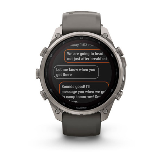 Смарт-годинник Garmin Fenix 9 Pro 47 мм Solar inReach Титановий з галечно-сірим/сріблясто-сірим силіконовим ремінцем