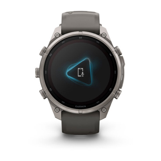 Смарт-годинник Garmin Fenix 9 Pro 47 мм Solar inReach Титановий з галечно-сірим/сріблясто-сірим силіконовим ремінцем