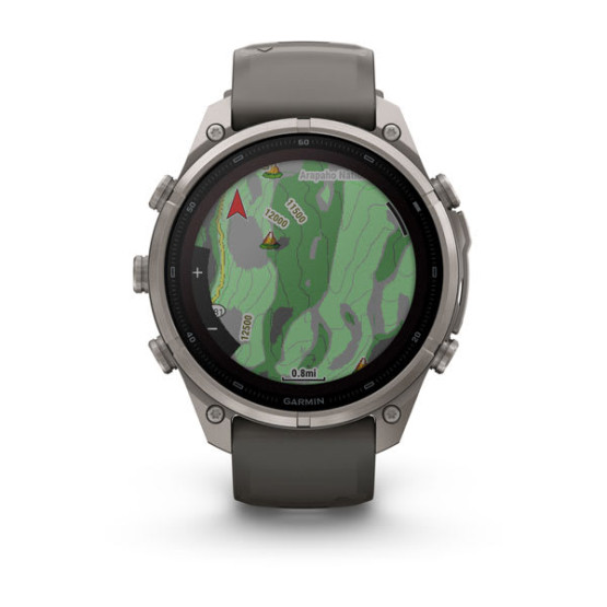 Смарт-годинник Garmin Fenix 9 Pro 47 мм Solar inReach Титановий з галечно-сірим/сріблясто-сірим силіконовим ремінцем