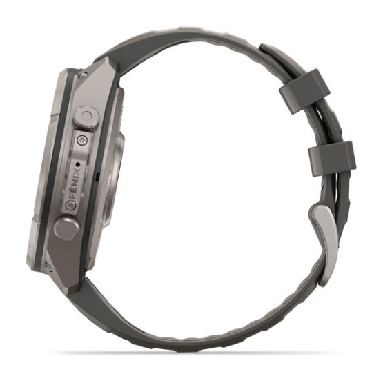 Смарт-годинник Garmin Fenix 9 Pro 47 мм Solar inReach Титановий з галечно-сірим/сріблясто-сірим силіконовим ремінцем