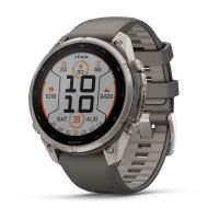 Смарт-часы Garmin Fenix 9 Pro 47 мм Solar Титановый с галечно-серым/серебристо-серым силиконовым ремешком