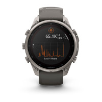 Смарт-часы Garmin Fenix 9 Pro 47 мм Solar Титановый с галечно-серым/серебристо-серым силиконовым ремешком