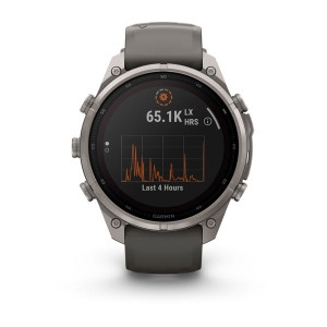 Смарт-годинник Garmin Fenix 9 Pro 47 мм Solar Титановий з галечно-сірим/сріблясто-сірим силіконовим ремінцем