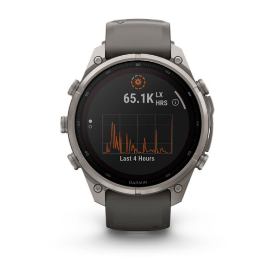 Смарт-годинник Garmin Fenix 9 Pro 47 мм Solar Титановий з галечно-сірим/сріблясто-сірим силіконовим ремінцем